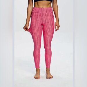 Love J Rose Pink Textured Leggings